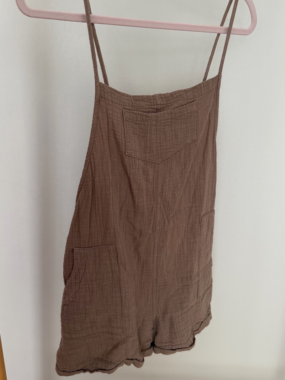 TALULAH Taupe Brown Gauze Strap Top